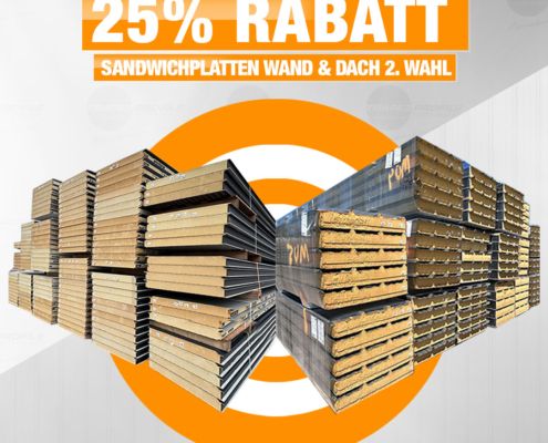 25% Rabatt auf ausgewählte Sandwichplatten Wand und Dach