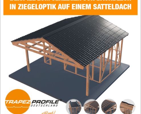 Dachziegeloptik Trapezblech auf Satteldach
