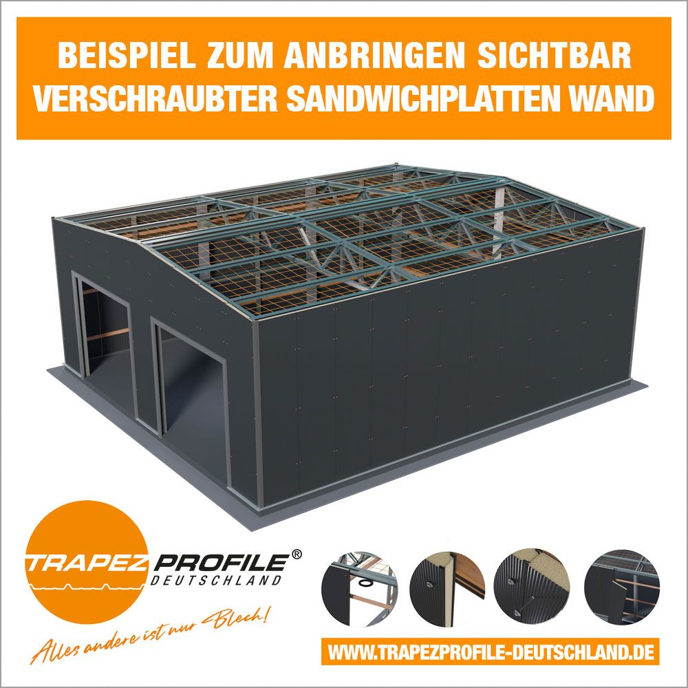 Sandwichplatten Wand sichtbare Verschraubung