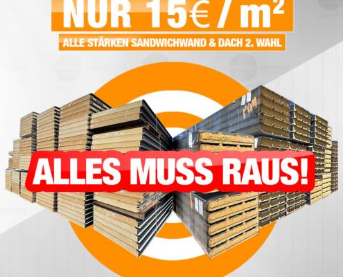 Alle Sandwichplatten 2. Wahl für nur 15 €/ m²