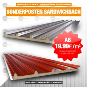 Aktueller Sonderposten Sandwich Dach 30/ 60 mm