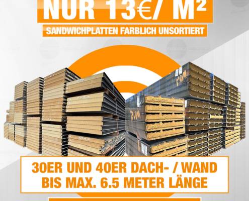Sandwichplatten Dach und Wand für nur 13€/m²