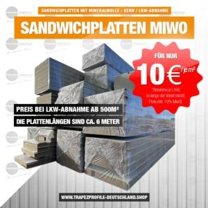 Sandwichplatten Mineralwolle-Kern LKW-Abholung